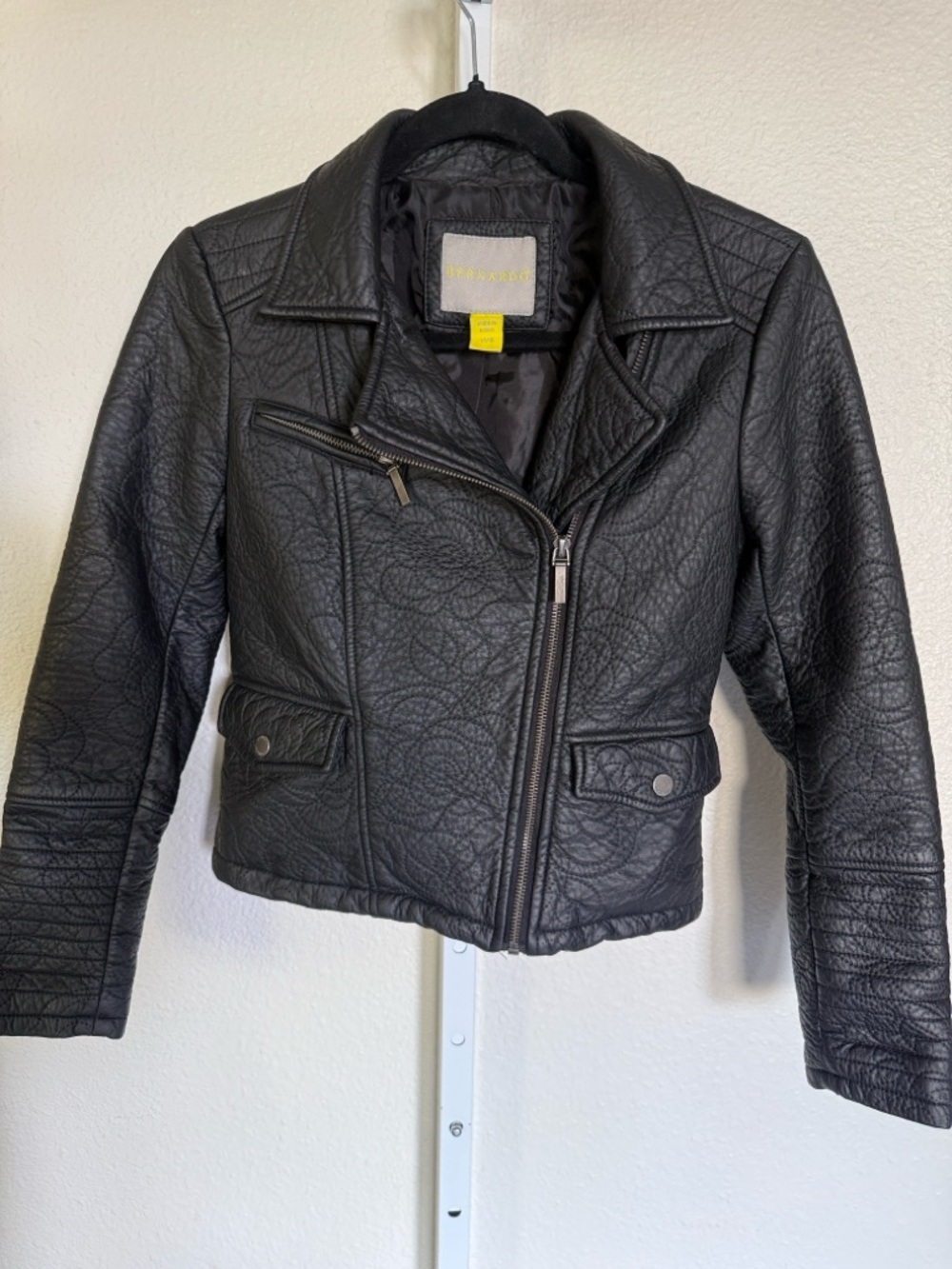 Bernardo Girls Black Faux Leather Quilted Moto Jacket